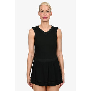 Pre-loved Chanel™ Black Textured Wool V Neck Mini Dress sz 38